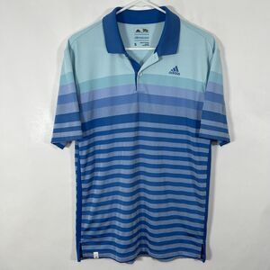 Adidas Climacool Golf Polo Shirt Mens Size Small Blue Striped Performance SS